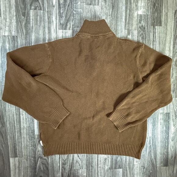 Timberland Stratham Issue Brown 1/4 Zip Sweater Large Cotton Outdoor Pullover - Picture 2 of 7